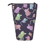 Nbtghga Astuccio telescopico con stampa di un topo animale, per matite e matite classiche, organizer per matite e trucchi, idea regalo, Nero , Taglia unica