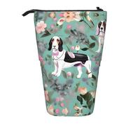 Nbtghga Astuccio telescopico con stampa floreale Basset Hound Sweet Classic Arts Stand Up Pencil Case Organizer Portapenne Astuccio Trucco Regalo, Nero , Taglia unica