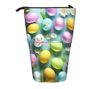 Nbtghga Astuccio telescopico con stampa pasquale con scritta "Happy Easter Holiday", astuccio per matite e trucchi, Nero , Taglia unica