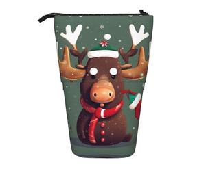 Nbtghga Divertente astuccio con stampa di testa di alce natalizia, telescopico, per arti classiche, organizer per matite e trucchi, idea regalo, Nero , Taglia unica