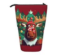 Nbtghga Divertente astuccio telescopico con stampa di alce natalizia, per matite e matite, ideale come regalo, Nero , Taglia unica