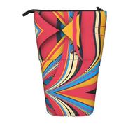 Nbtghga Portapenne telescopico con stampa a righe colorate, per arti classiche, organizer per matite e trucchi, idea regalo, Nero , Taglia unica