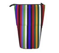 Nbtghga Portapenne telescopico con stampa a righe colorate, per arti classiche, organizer per matite e trucchi, idea regalo, Nero , Taglia unica