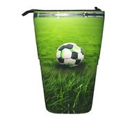 Nbtghga Portapenne telescopico con stampa di calcio con erba verde, per arti classiche, organizer per matite e trucchi, idea regalo, Nero , Taglia unica