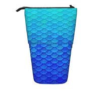 Nbtghga Portapenne telescopico con stampa di pesce sirena blu oceano mare classico astuccio organizer organizer astuccio per trucchi regalo, Nero , Taglia unica