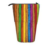 Nbtghga Portapenne telescopico con stampa in legno colorato, per arti classiche, organizer per matite e trucchi, idea regalo, Nero , Taglia unica