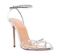 NBTOICDAS Sandali con tacco alto sexy con strass trasparenti da donna, punta aperta, cinturino alla caviglia, tacchi a spillo, scarpe da abito da sposa(Silver,38 EU)
