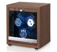 NBTORCH Avvolgitore per 3 orologi automatici in legno con motore giapponese super silenzioso, 4 modalità di rotazione, luce LED blu, cuscini in memory foam per uomo e donna