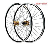 NBTRXWAFR 26/27,5/29 Pollici MTB Mountain Bike Set Ruote Anteriori E Posteriori con Doppio Disco A Sei Fori, Ruote in Alluminio con 2 Raggi,d'oro,27.5inch