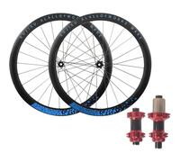 NBTRXWAFR Set di Ruote da Bici da Corsa 700C Cerchi A Doppia Parete 45 Mm Perno Passante Mozzi con Cuscinetti Cassetta 7-12 velocità Freno A Disco Center Lock,Rosso,700c Blue