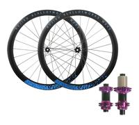 NBTRXWAFR Set di Ruote da Bici da Corsa 700C Cerchi A Doppia Parete 45 Mm Perno Passante Mozzi con Cuscinetti Cassetta 7-12 velocità Freno A Disco Center Lock,Viola,700c Blue