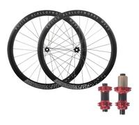 NBTRXWAFR Set di Ruote da Bici da Corsa 700C Cerchi A Doppia Parete 45 Mm Perno Passante Mozzi con Cuscinetti Cassetta 7-12 velocità Freno A Disco Center Lock,Rosso,700c Gray
