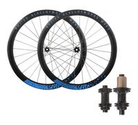 NBTRXWAFR Set di Ruote da Bici da Corsa 700C Cerchi A Doppia Parete 45 Mm Perno Passante Mozzi con Cuscinetti Cassetta 7-12 velocità Freno A Disco Center Lock,Nero,700c Blue
