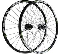 NBTRXWAFR Set di Ruote MTB 26 27.5 29, Ruote da Mountain Bike A Doppia Parete in Lega con Freno A Disco 32H, Ruote per Biciclette con Mozzo HG, Adatto per Cassette da 7 A 12 velocità.,Nero,26inch
