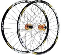 NBTRXWAFR Set di Ruote MTB 26 27.5 29, Ruote da Mountain Bike A Doppia Parete in Lega con Freno A Disco 32H, Ruote per Biciclette con Mozzo HG, Adatto per Cassette da 7 A 12 velocità.,d'oro,26inch