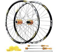 NBTRXWAFR Set di Ruote MTB da 26"/27,5"/29", Freno A Disco, Cerchi in Alluminio 32H E Mozzi HG, Ruota Anteriore 100X9mm / Ruote Posteriori 135X10mm Compatibili con 7-12 velocità.,d'oro,26inch