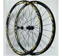 NBTRXWAFR Set di Ruote per Bici 700C, Cerchio in Alluminio a Doppia Parete, Freno a Cerchio da 30 mm, Ruota da Corsa XC con sgancio rapido, mozzi con Cuscinetti sigillati per 7-12 velocità,Giallo