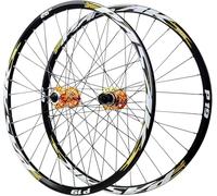 NBTRXWAFR Set di Ruote per Mountain Bike 26/27.5/29 Pollici, Cerchi in Lega A Doppia Parete per Freni A Disco MTB, Ruote per Bici con Raggi in Acciaio Inox 32H, Mozzo HG 7-12 velocità,d'oro,29inch