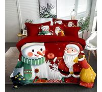 NBVGHJ Copripiumino Copripiumino Natalizio con Babbo Natale Stampato 145×200CM