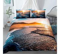 NBVGHJ Set di Biancheria da Letto con Paesaggio Stampato in 3D, Copripiumino per Decorazioni per La Casa Letto Singolo Letto Matrimoniale King Super King 220×240cm (Onde)