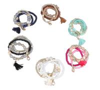 NBVGHPSRW 24 braccialetti con perline, braccialetti multistrato colorati e elasticizzati sovrapponibili, con perle in vetro e lega, per donne e ragazze, perfetti per feste, viaggi, uscite e