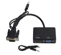 NBVGHPSRW Convertitore splitter da VGA a HDMI e VGA, adattatore per doppio display con supporto audio, convertitore VGA a HDMI con alimentazione USB e funzione plug and play per PC, laptop e