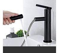 NBYGSC Basino di Lavaggio Caldo e Freddo telescopico a Rame, Bacino da Toilette, Bacino da controsoffitto, Bacino del Bagno, lavabo, Rubinetto Estraibile Universale, Estrazione Nera Bassa (rotabile)