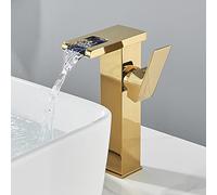 NBYGSC Cascata lavandino Mixer in Ottone LED, rubinetti per Bacino Caldo e Freddo, maneggiano Il Rubinetto del Bagno a Foro Singolo, Alto