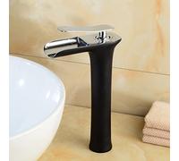 NBYGSC Cascata per Manico a Singolo Foro Rubinetto, lavandino da Bagno ad Acqua Calda e Fredda ridotta Alta, Argento Nero