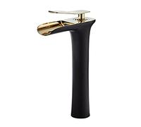 NBYGSC Cascata per Maniglia Rubinetto a Foro Singolo, lavandino da Bagno ad Acqua Calda e Fredda ridotta Alto, Oro Nero