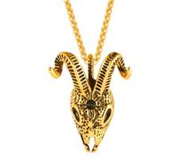 NBYGSC Collana con teschio per uomo, Ciondolo con testa di teschio di capra in argento sterling 925, Collana con ciondolo scheletro di teschio di morte Hip Hop, Collana Memento Mori, Medaglione pirata