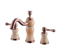 NBYGSC Doppio Europeo Doppia Manico Tre buche Mixer Tap contemporanea Detetto a la Nave per Bagno Hotel, (Oro Rosa)