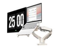 NBYGSC F160-FP Supporto per Laptop Plus Supporto per Monitor Braccio Girevole per Doppio Schermo con Sollevamento Senza Perforazione ()