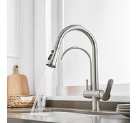 NBYGSC Faucetti a Maniglia per Tavola da Cucina con Tecnica Three-Way e Filtrazione, Nero (Colore: Cromo)