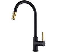 NBYGSC Faucetti con Spray Down, 2 modalità, per Laterale, Oroverrà, Acero Inossidabile Nero, Affusolato Universale Pull out Single Maniglia, Lavandino
