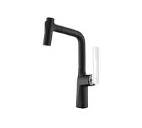 NBYGSC Gourmet Pieno Rame ° Acqua Calda e Fredda Rotante con Rubinetto Cucina Testa Spray a Discesa (Argento Nero)
