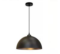 NBYGSC Lampada a Sospensione a soffitto a Cupola Singola Illuminazione a Sospensione retrò La Camera da Letto Bar Lampada Decorativa semicircolare Lampadario in Metallo Nero per Isola Cucina Base