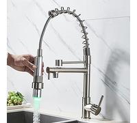 NBYGSC Lavandino la Commerciale Fattoria Bar, Cambio LED Mixer Molla Lucida da Cucina cromata, Ponte per Cucciolo Girevole a Discesa Il Rubinetto (Colore: Fa Spazzolata