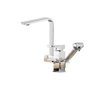 NBYGSC Lavandino Nera Ponte Montato Flessibile Tira Mixer cucine Calda Cucina a Molla Rubinetto cromata (Quadrato zincato)
