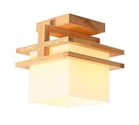NBYGSC Plafoniera da Semi-Incasso in Legno Creativo, lampadario Decorativo per corridoio, con Paralume in Vetro, apparecchi di Illuminazione per Interni vicini al soffitto in Stile Cinese Semplice,