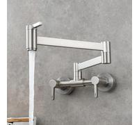 NBYGSC Pot Filler Faucet Swivel Swing Arm Kitchen Sink, Brass Hot And Cold Faucet with Handles, Black (Color: Black)