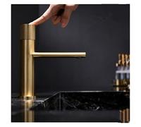 NBYGSC Rubinetti Bacino Cromato in Ottone del lavandino Tastiera a Pulsante Push-Botton Oro di Acqua Calda e Fredda
