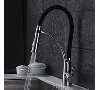 NBYGSC Rubinetti LED in Gomma cromata ∕ Rubinetto del Miscelatore con aeratore Manico Singolo Cucina tiro Giù per la flessibilità Universale della Gru a Ponte, Dorato (Nichel Spazzolato)