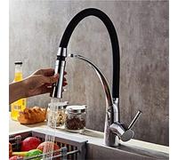 NBYGSC Rubinetti LED in Gomma Cromo ∕ Rubinetto del Miscelatore con aeratore Manico Singolo Cucina tiro Giù per la flessibilità Universale della Gru a Ponte, Dorato (Chrome)