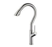NBYGSC Rubinetto da Cucina Nero con spruzzatore a tiro Verso Il Basso, ugello Girevole a 2 modalità, Rubinetto a Manico Singolo Estrazione per Il lavello della Cucina, Ottone, Moderno Nero
