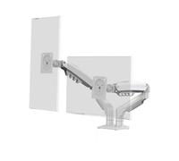 NBYGSC Supporto per Monitor F160 Staffa di Sollevamento e innalzamento Rotante telescopica con Base Senza Fori a Doppio Schermo (Bianca)