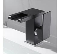 NBYGSC Tap Cascata LED, rubinetti Ottone Bacino, 3 Colori Che cambiano Rubinetto del Bagno, manetti a Foro Singolo e Mixer Acqua Calda lavandino per vanità, Tocco di Nero, Corto