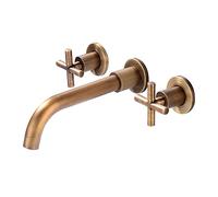 NBYGSC Tap Mixer Basin MONTRO A Molto, TAPO di BASINE BRASSIONE, Girevole a 360 °, Leve gemelle, Rubinetto del Bacino Montato a Parete a Tre buche, Antico, Diviso