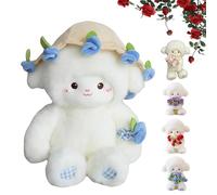 Nbzsmlkn Peluche A Forma Di Agnello, Bouquet Di Rose, Agnello Di Peluche Con Cappuccio Staccabile A Forma Di Fiore, Per Arredare La Camera Da Letto, Regali Di Compleanno Per Le Feste (Blu - 40 cm)