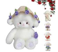 Nbzsmlkn Peluche A Forma Di Agnello, Bouquet Di Rose, Agnello Di Peluche Con Cappuccio Staccabile A Forma Di Fiore, Per Arredare La Camera Da Letto, Regali Di Compleanno Per Le Feste (Viola - 40 cm)